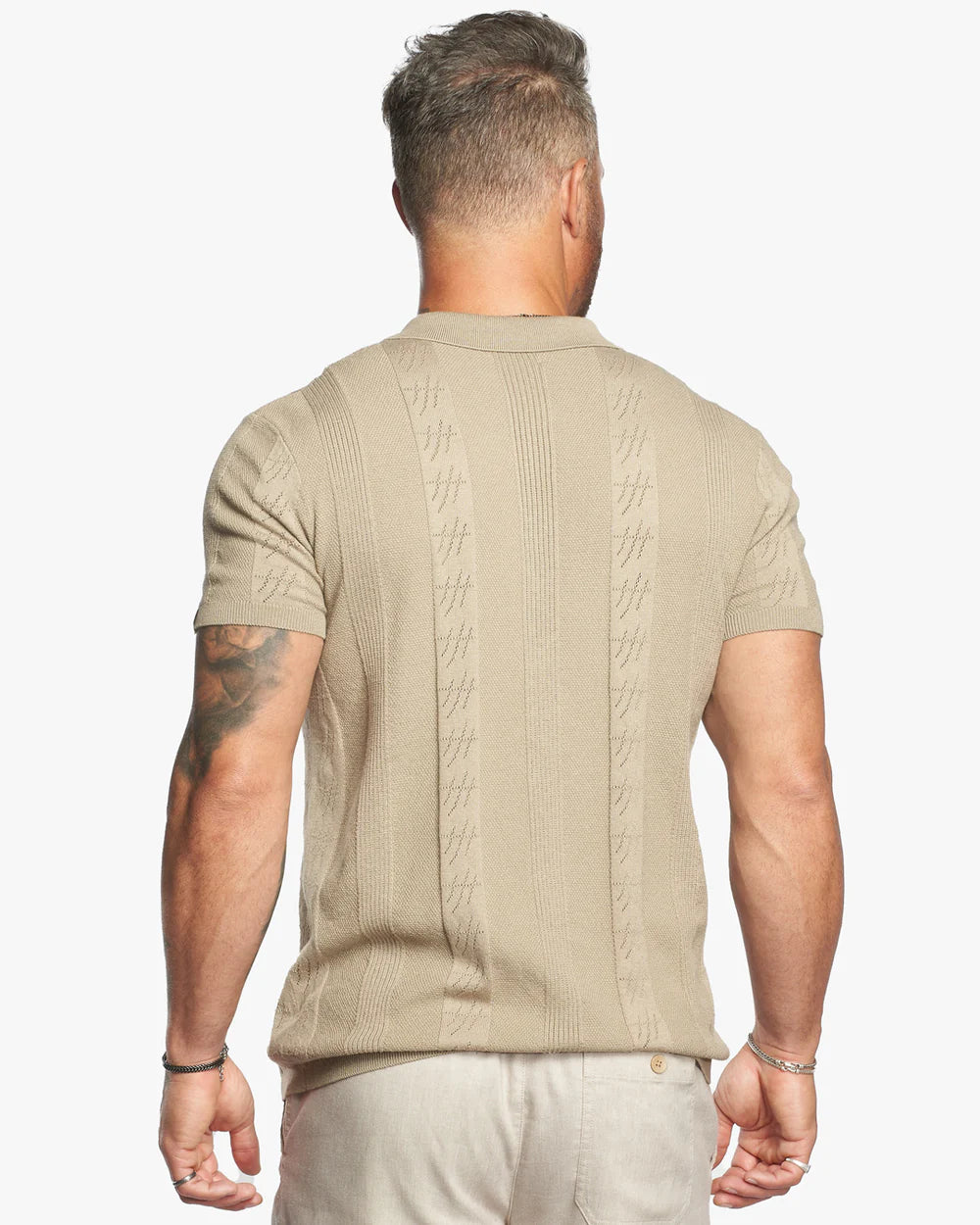 Lido Pointelle Knit Slim Fit Button Up Shirt