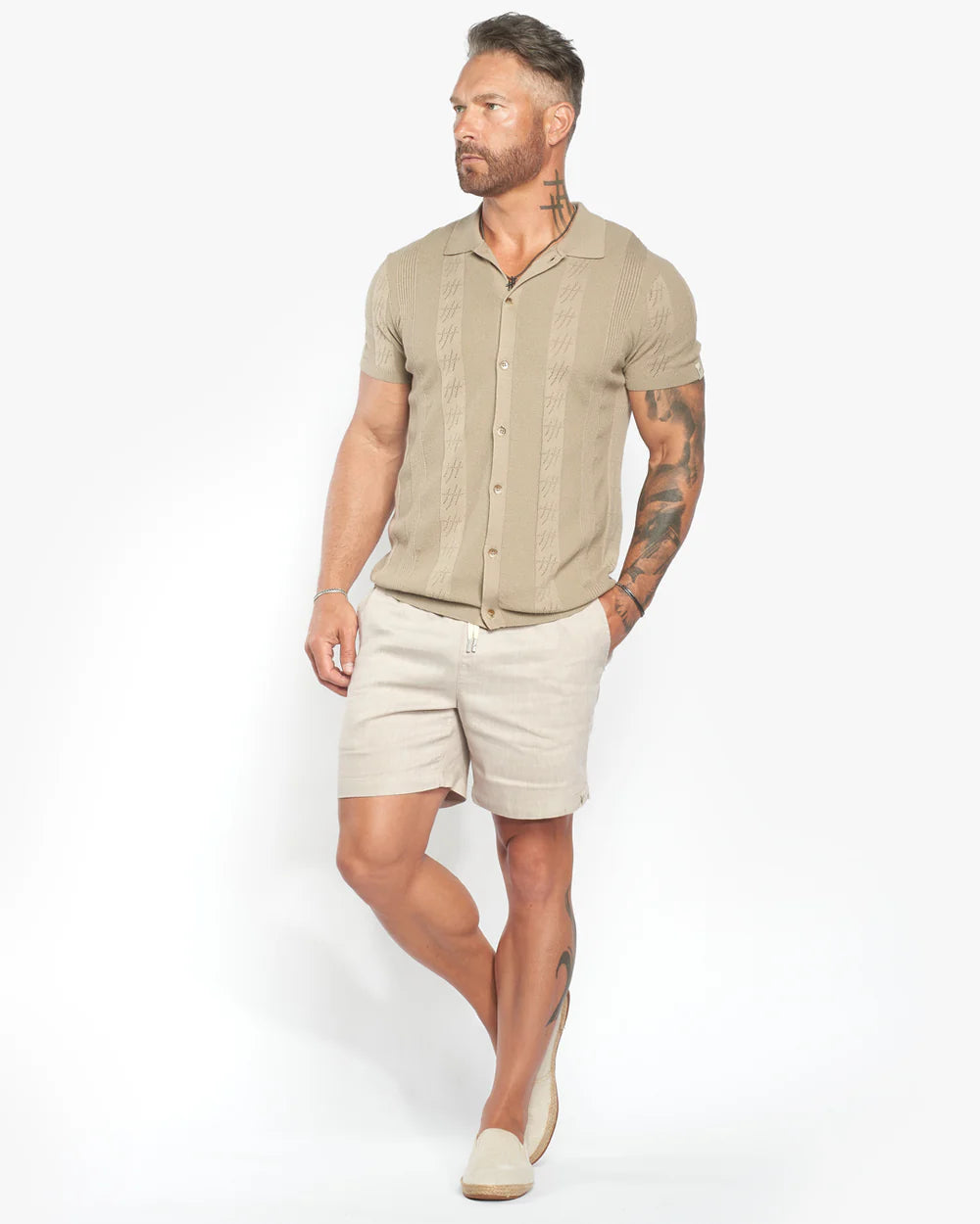 Lido Pointelle Knit Slim Fit Button Up Shirt